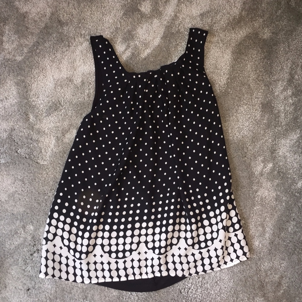NWT Black and White Polka Dot Silky Tank Top